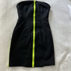 lime green and black zipper dress